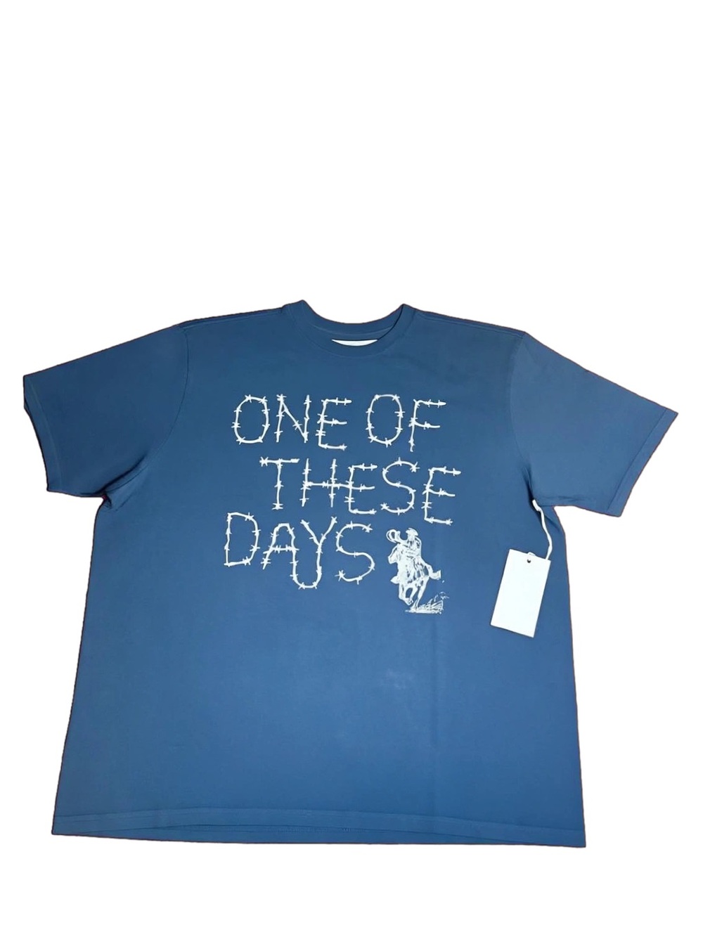 ONE OF THESE DAYS Barbed Wire Logo T-Shirt - Slate Blue - BNWT - [SIZE]